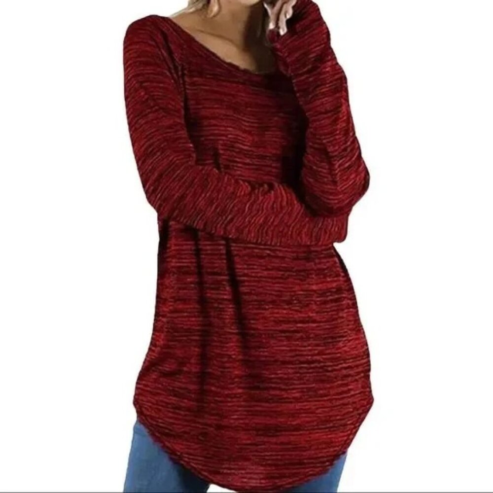 MYOBE WOMEN'S BLACK/RED LONG SLEEVE TUNIC TOP SIZE MEDIUM-EUC